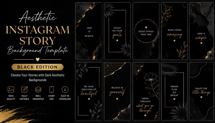 Aesthetic Instagram Story Background Template Black