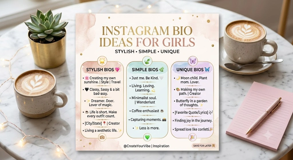 Instagram Bio Ideas for Girls Stylish, Simple & Unique Ideas